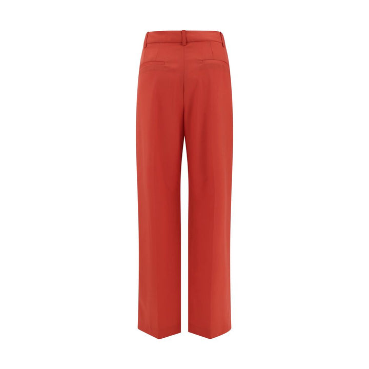 Loulou De Saison Red Fleece Wool Flared Pants