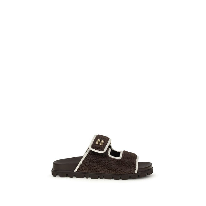 Miu Miu Brown Fabric Sandals