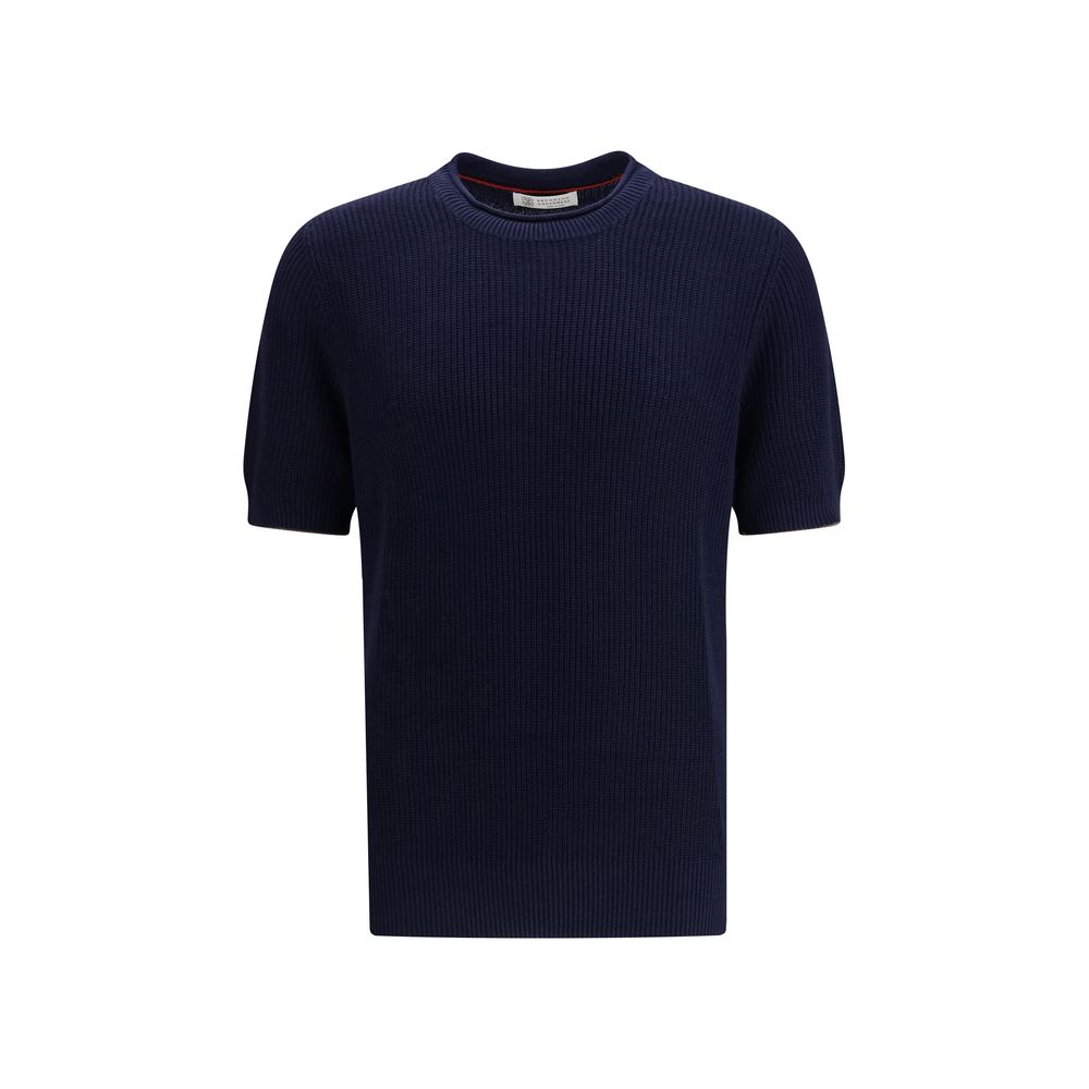 Brunello Cucinelli Blue Linen T-Shirt by Brunello Cucinelli outlet now on sale
