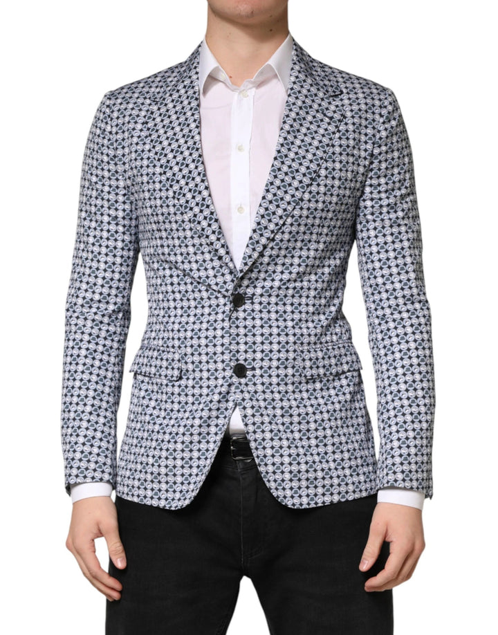 Dolce &amp; Gabbana Sample Sale Dolce &amp; Gabbana Blue Cotton Patterned Single Breasted Blazer - | Designer outlet