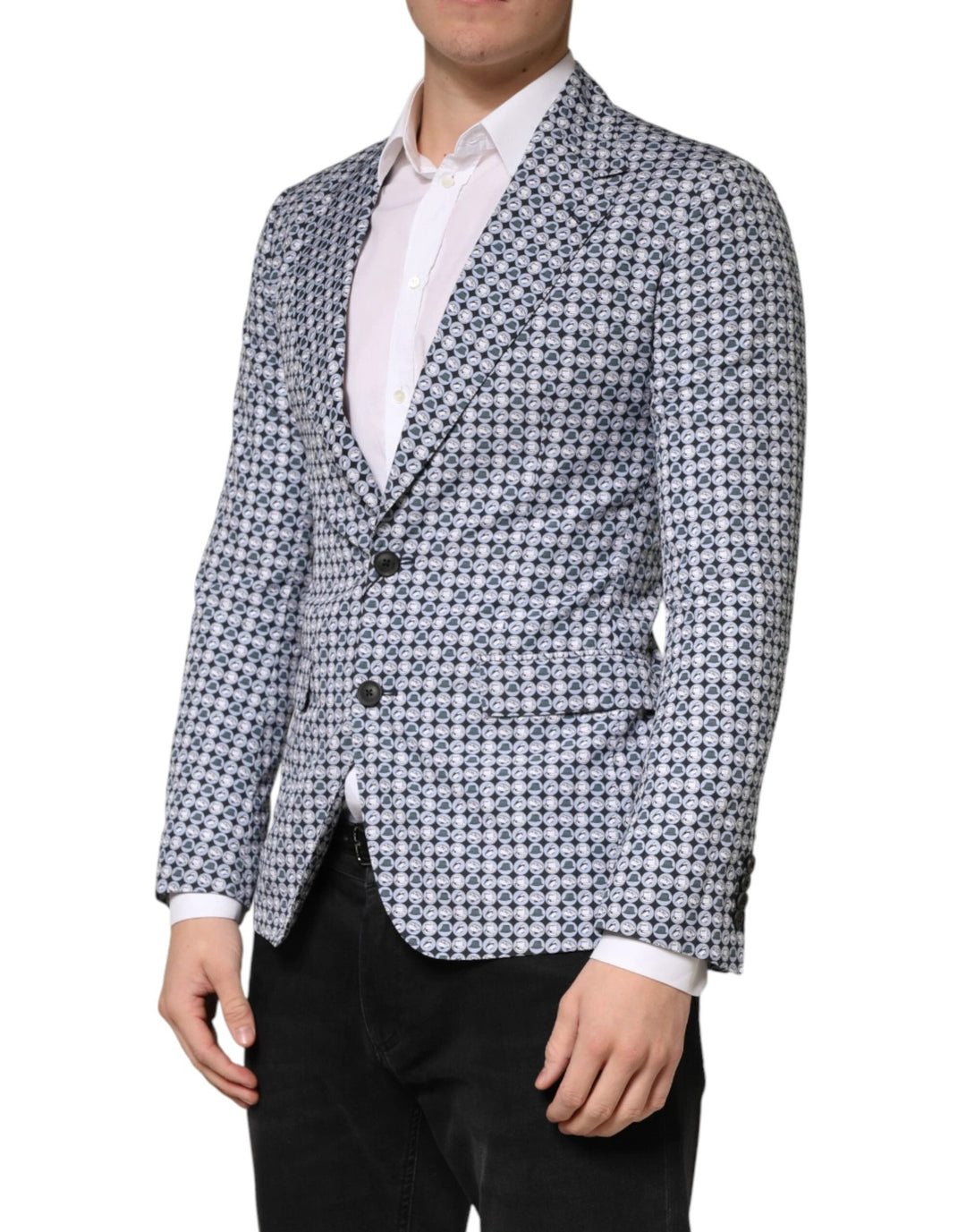 Dolce &amp; Gabbana Sample Sale Dolce &amp; Gabbana Blue Cotton Patterned Single Breasted Blazer - | Designer outlet