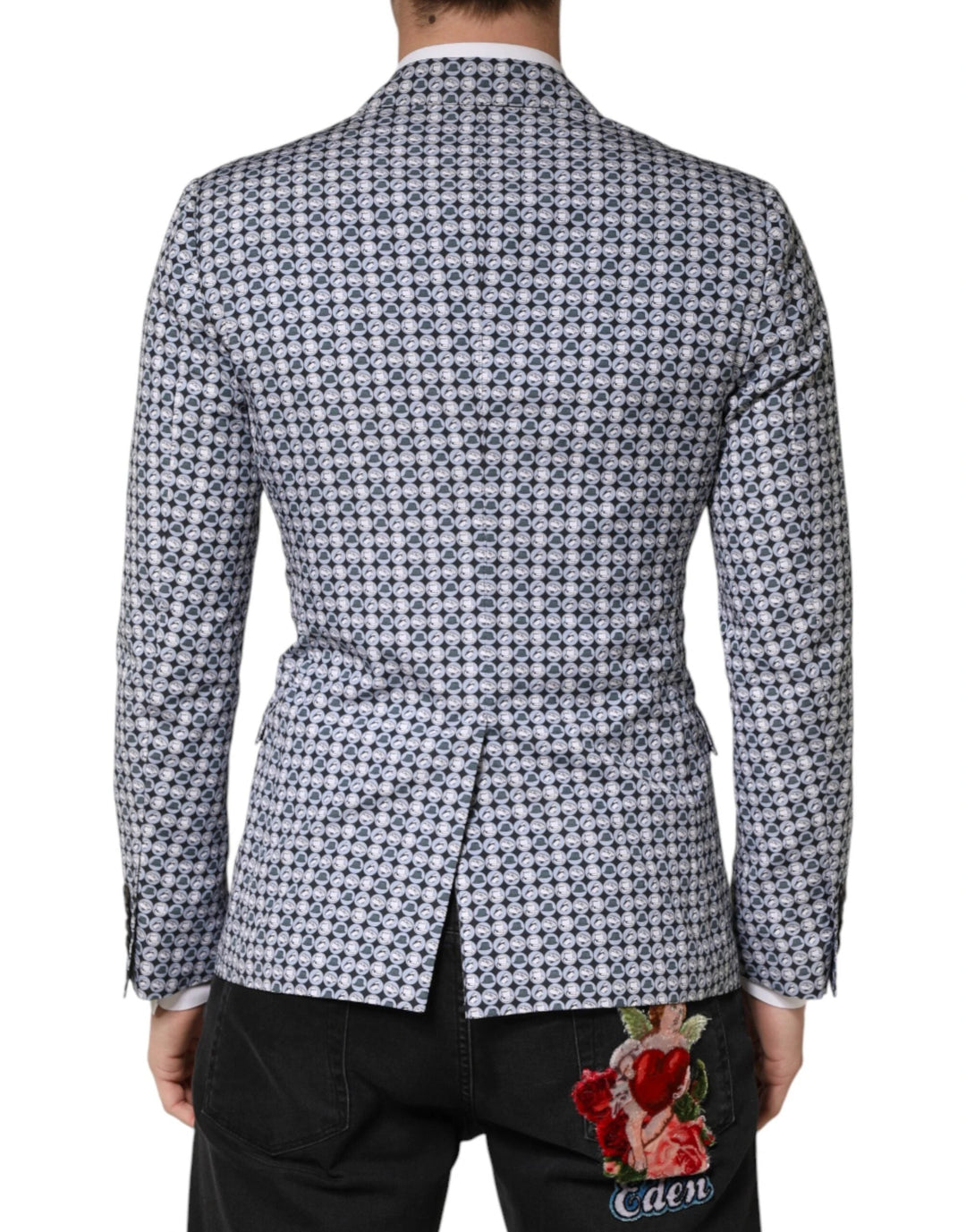 Dolce &amp; Gabbana Sample Sale Dolce &amp; Gabbana Blue Cotton Patterned Single Breasted Blazer - | Designer outlet