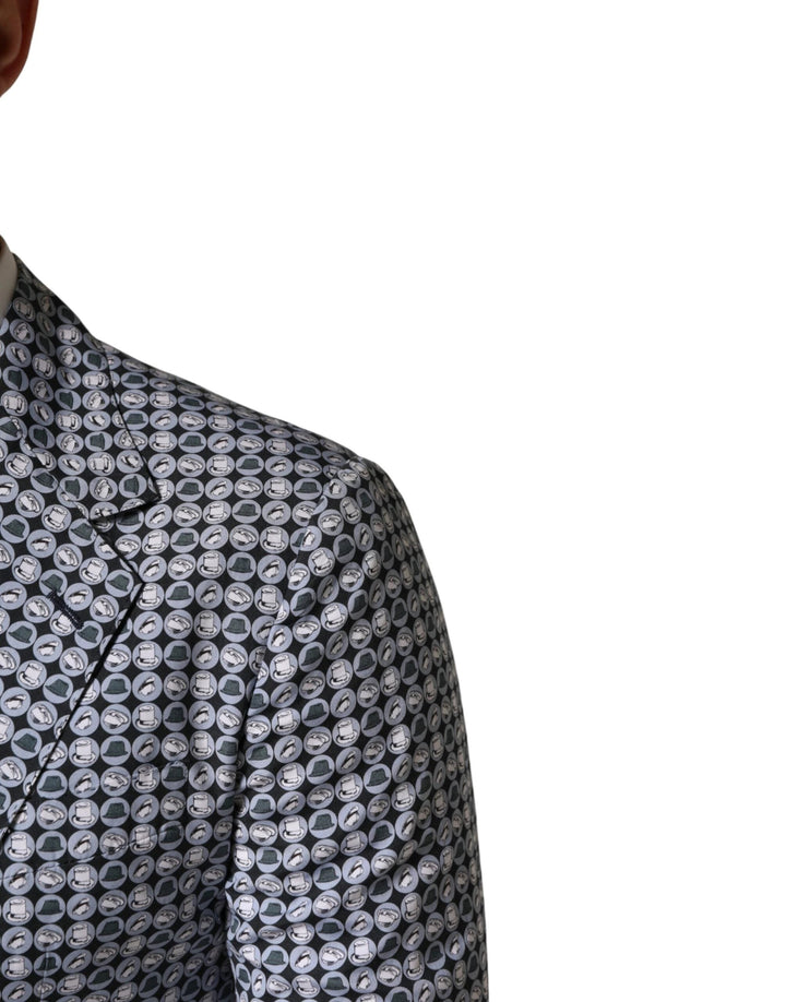 Dolce &amp; Gabbana Sample Sale Dolce &amp; Gabbana Blue Cotton Patterned Single Breasted Blazer - | Designer outlet