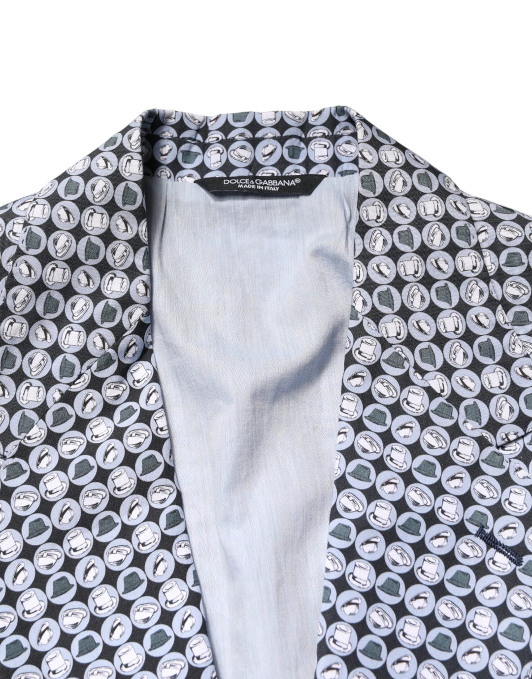 Dolce &amp; Gabbana Sample Sale Dolce &amp; Gabbana Blue Cotton Patterned Single Breasted Blazer - | Designer outlet