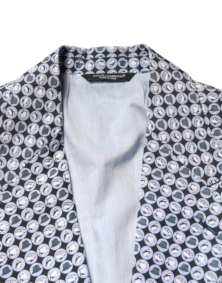 Dolce &amp; Gabbana Sample Sale Dolce &amp; Gabbana Blue Cotton Patterned Single Breasted Blazer - | Designer outlet