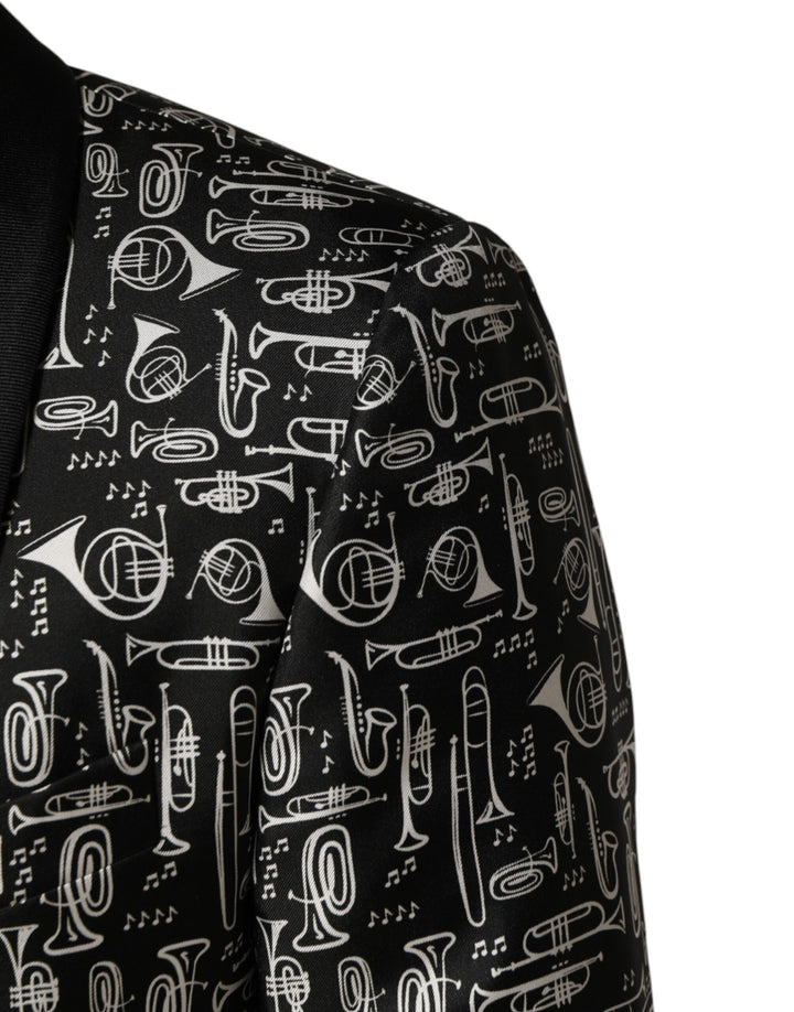 Dolce & Gabbana Black Jazz Club Silk Single Breasted Blazer
