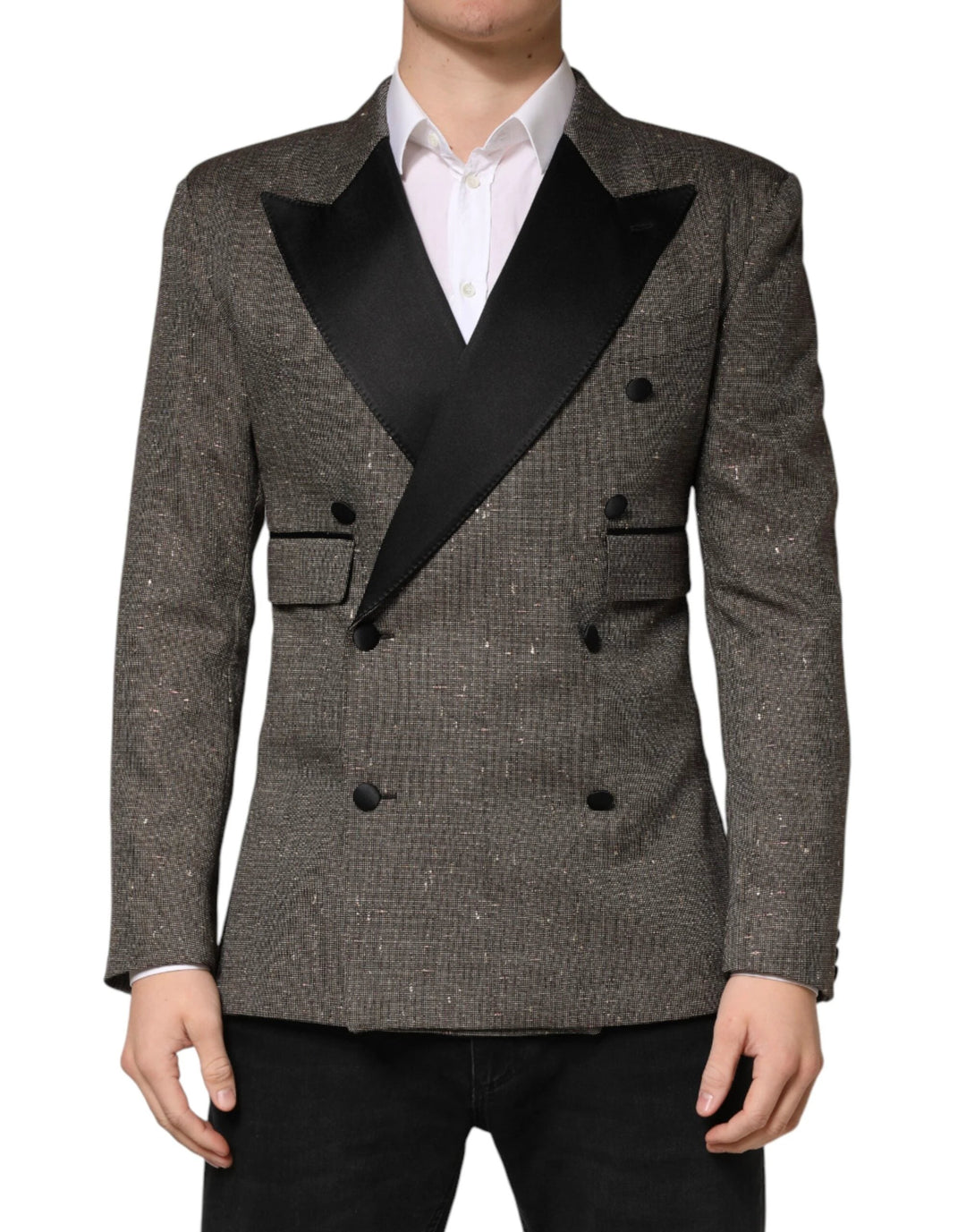 Dolce & Gabbana Gray Double Breasted 2 Button Jacket Blazer