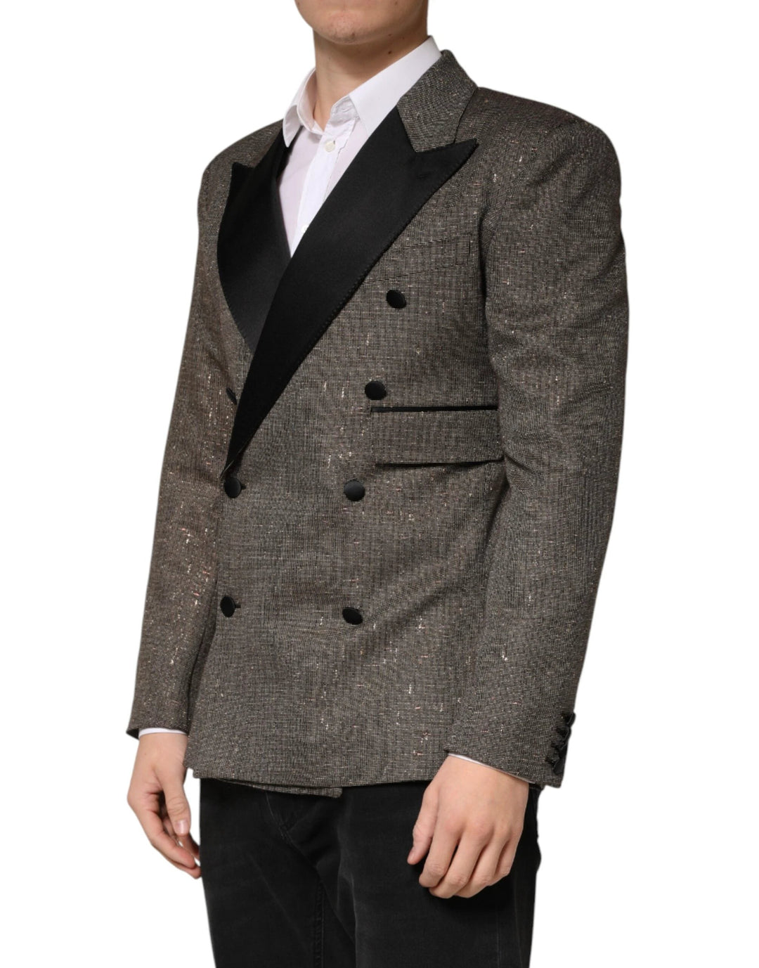 Dolce & Gabbana Gray Double Breasted 2 Button Jacket Blazer