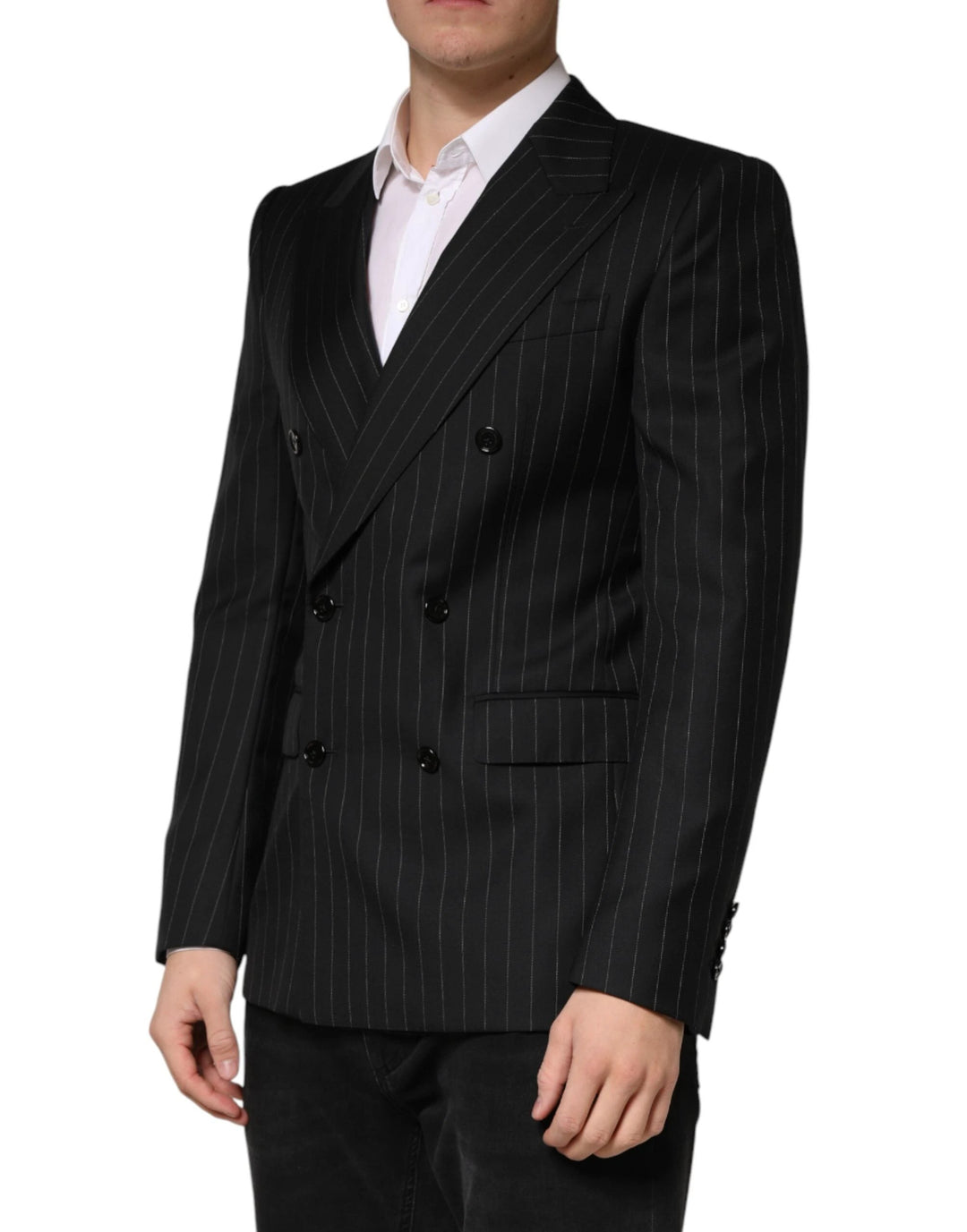 Dolce &amp; Gabbana Sample Sale Dolce &amp; Gabbana Black Stripes Double Breasted 2Button Blazer - | Designer outlet