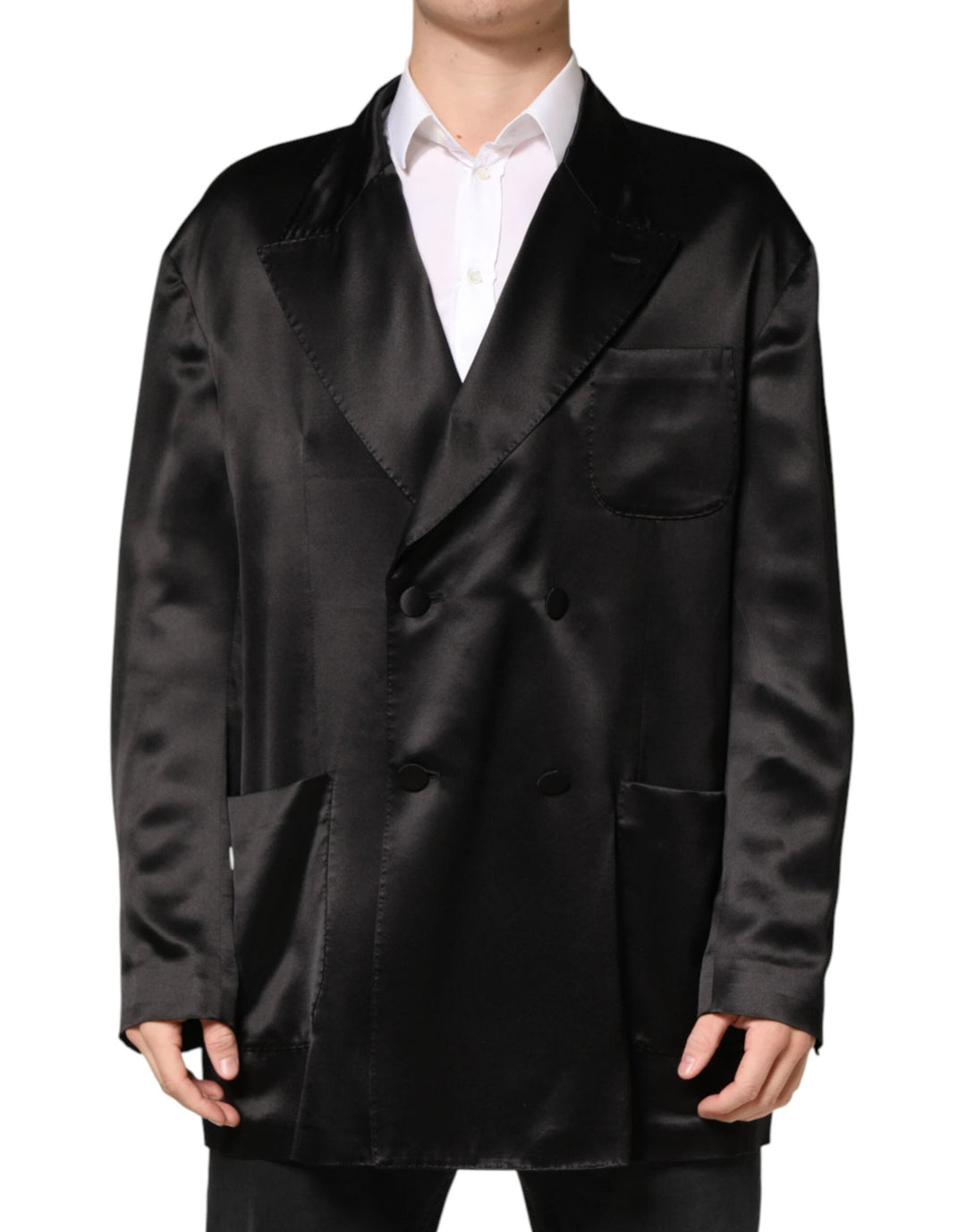 Dolce &amp; Gabbana Sample Sale Dolce &amp; Gabbana Black Silk Double Breasted 2 Button Blazer - | Designer outlet
