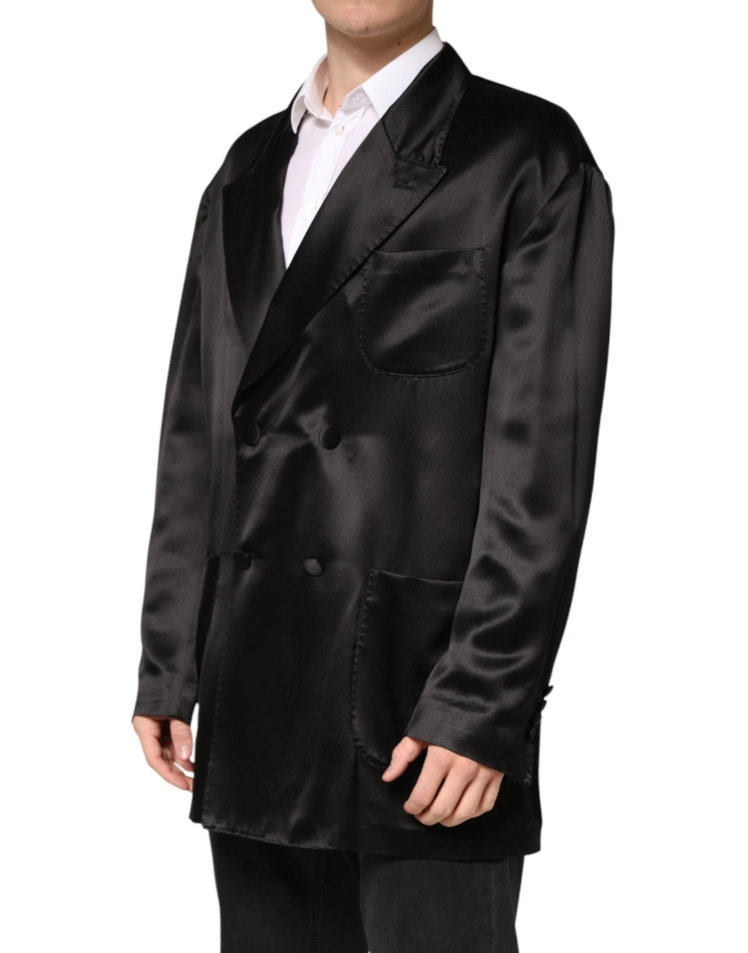 Dolce &amp; Gabbana Sample Sale Dolce &amp; Gabbana Black Silk Double Breasted 2 Button Blazer - | Designer outlet