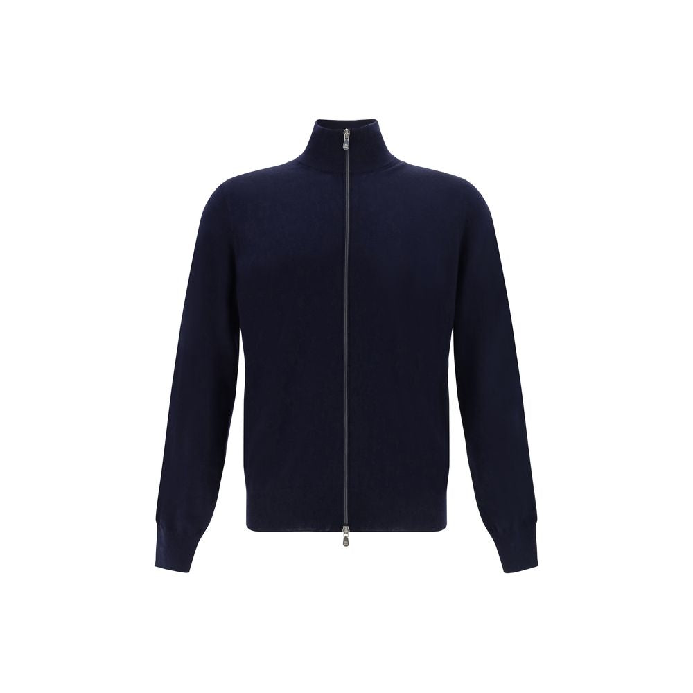 Brunello Cucinelli Blue Fleece Wool Cardigan by Brunello Cucinelli outlet now on sale