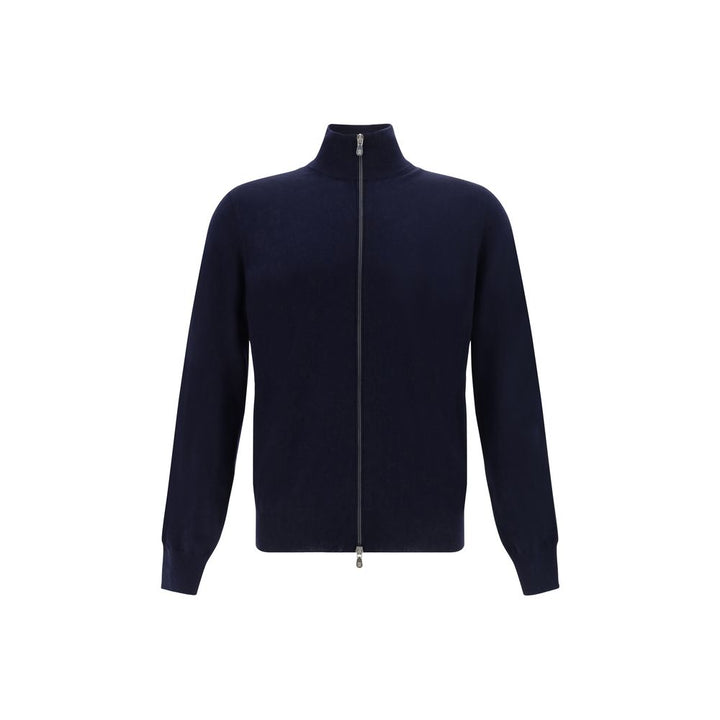 Brunello Cucinelli Blue Fleece Wool Cardigan by Brunello Cucinelli outlet now on sale