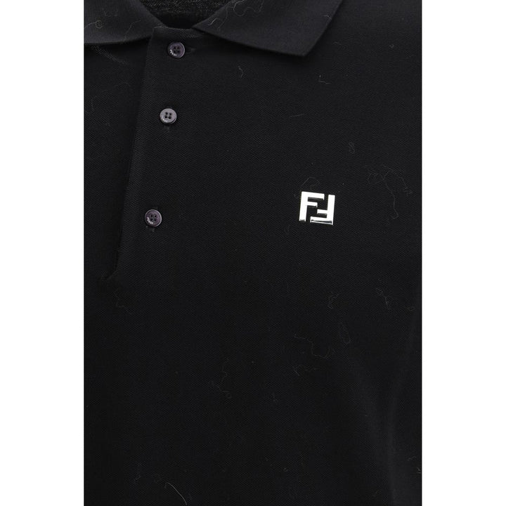 Fendi Black Cotton Polo Shirt