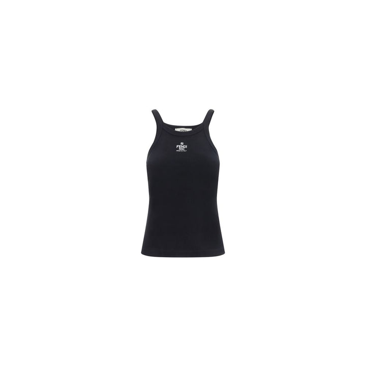 Fendi Black Cotton Tank Tops