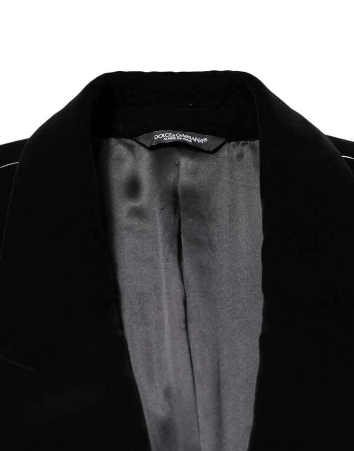 Dolce &amp; Gabbana Sample Sale Dolce &amp; Gabbana Black Cotton Velvet Long Trench Coat Jacket - | Designer outlet