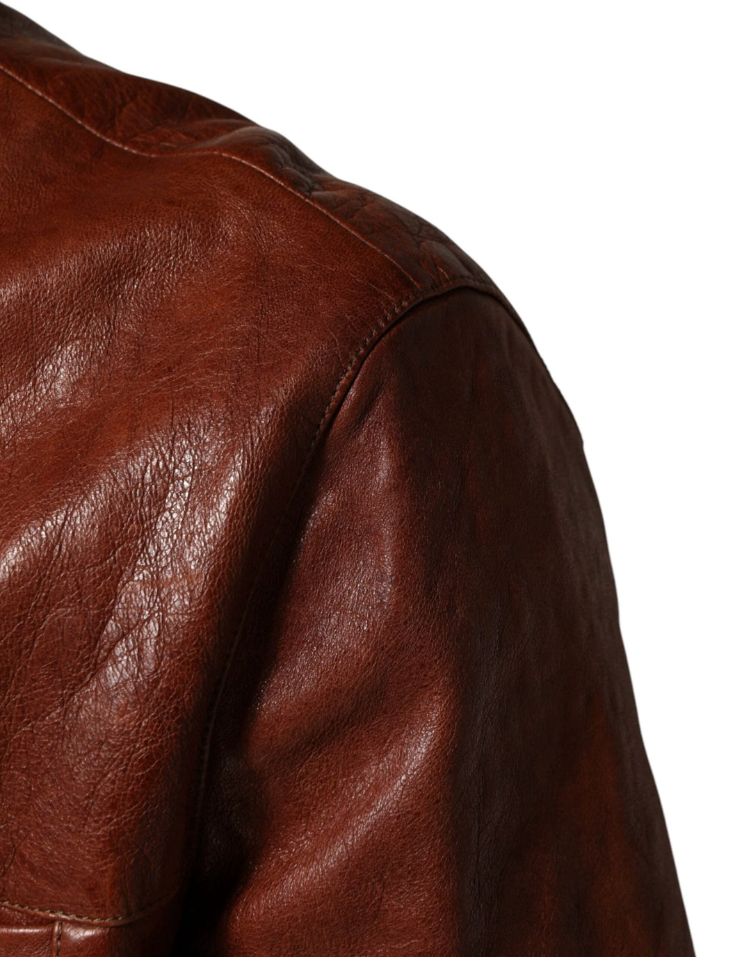 Dolce &amp; Gabbana Sample Sale Dolce &amp; Gabbana Brown Leather Button Down Men Biker Jacket - | Designer outlet