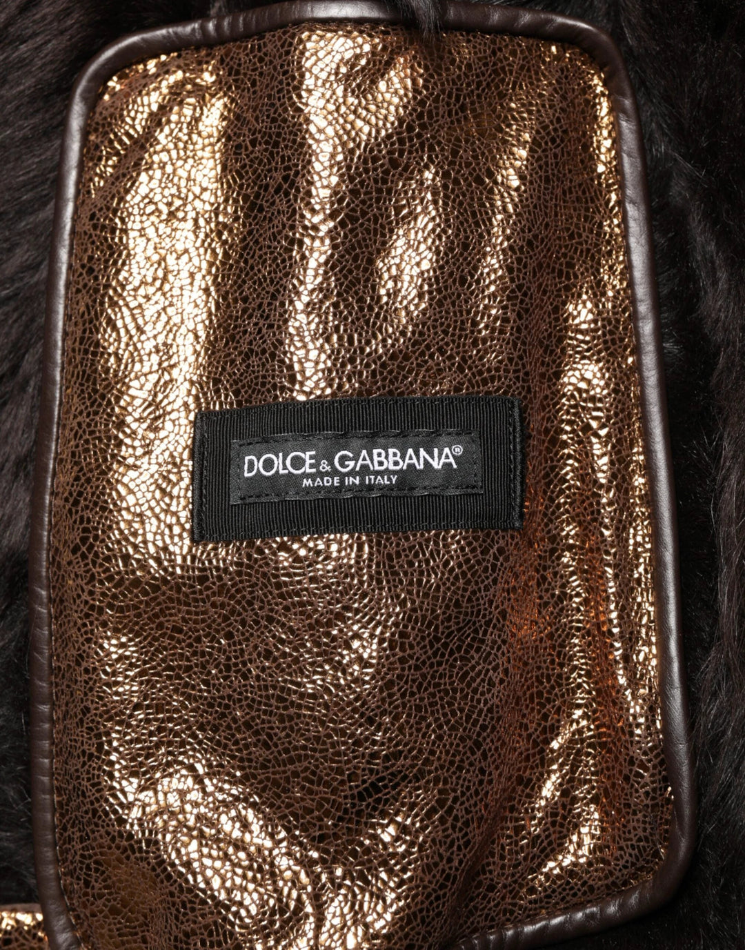 Dolce &amp; Gabbana Sample Sale Dolce &amp; Gabbana Bronze Leather Fur Full Zip Men Biker Jacket - | Designer outlet