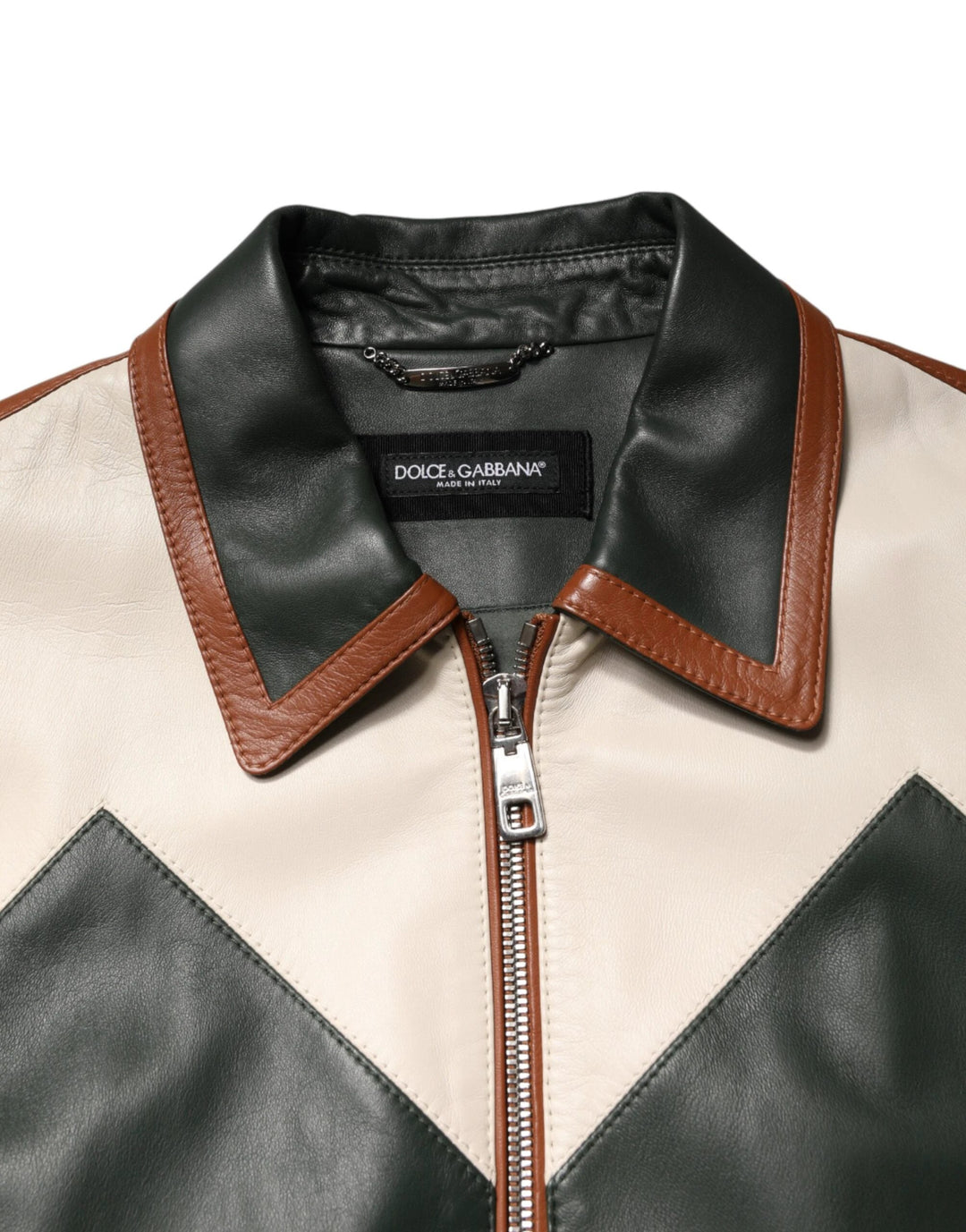 Dolce &amp; Gabbana Sample Sale Dolce &amp; Gabbana Multicolor Leather Full Zip men Biker Jacket - | Designer outlet