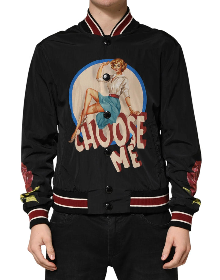 Dolce &amp; Gabbana Sample Sale Dolce &amp; Gabbana Black Pin Up Button Down Men Bomber Jacket - | Designer outlet