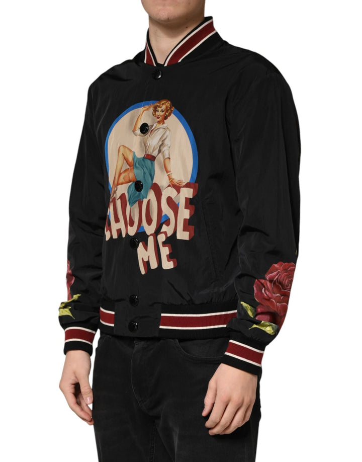 Dolce &amp; Gabbana Sample Sale Dolce &amp; Gabbana Black Pin Up Button Down Men Bomber Jacket - | Designer outlet