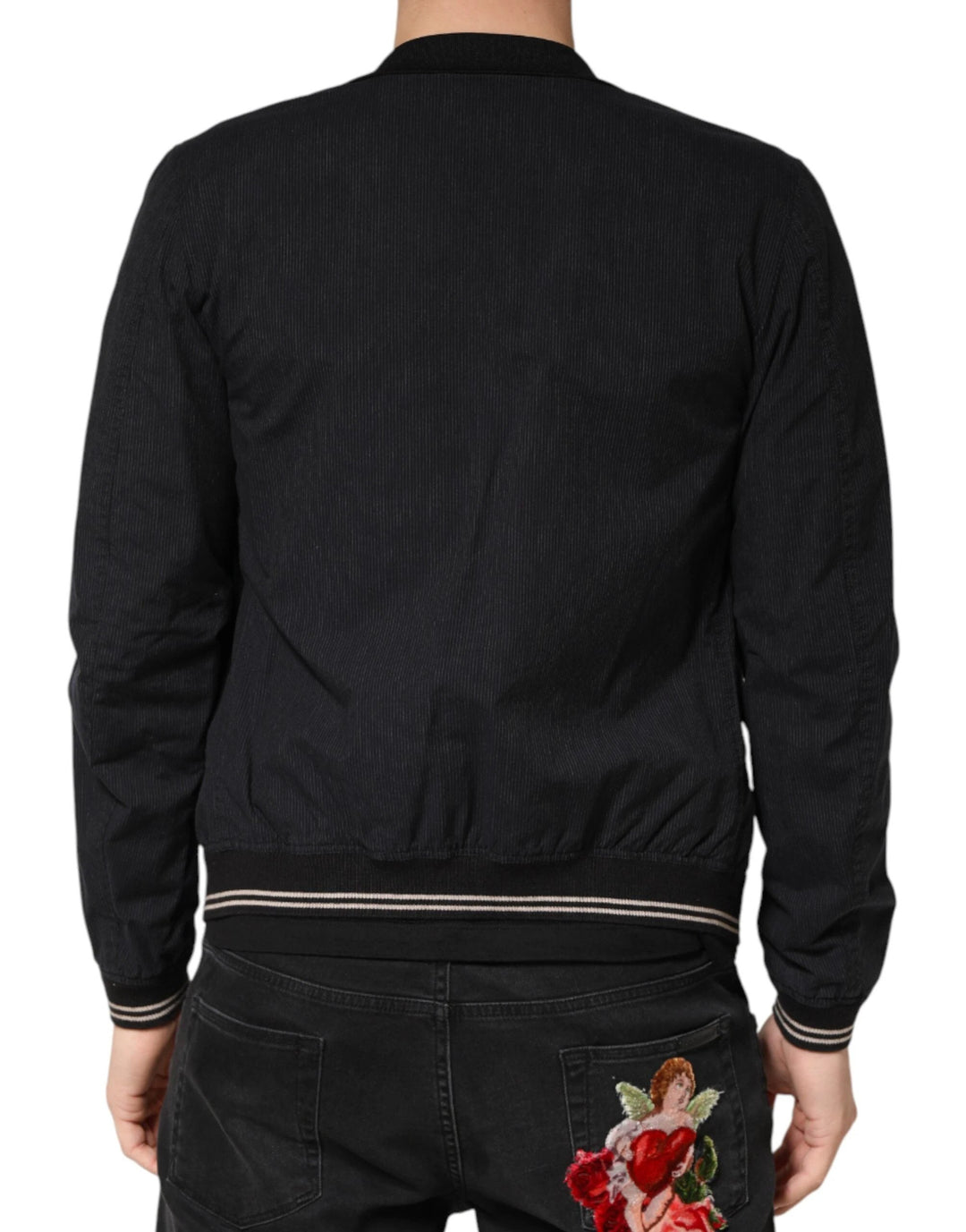 Dolce &amp; Gabbana Sample Sale Dolce &amp; Gabbana Dark Blue Cotton Full Zip Bomber Men Jacket - | Designer outlet