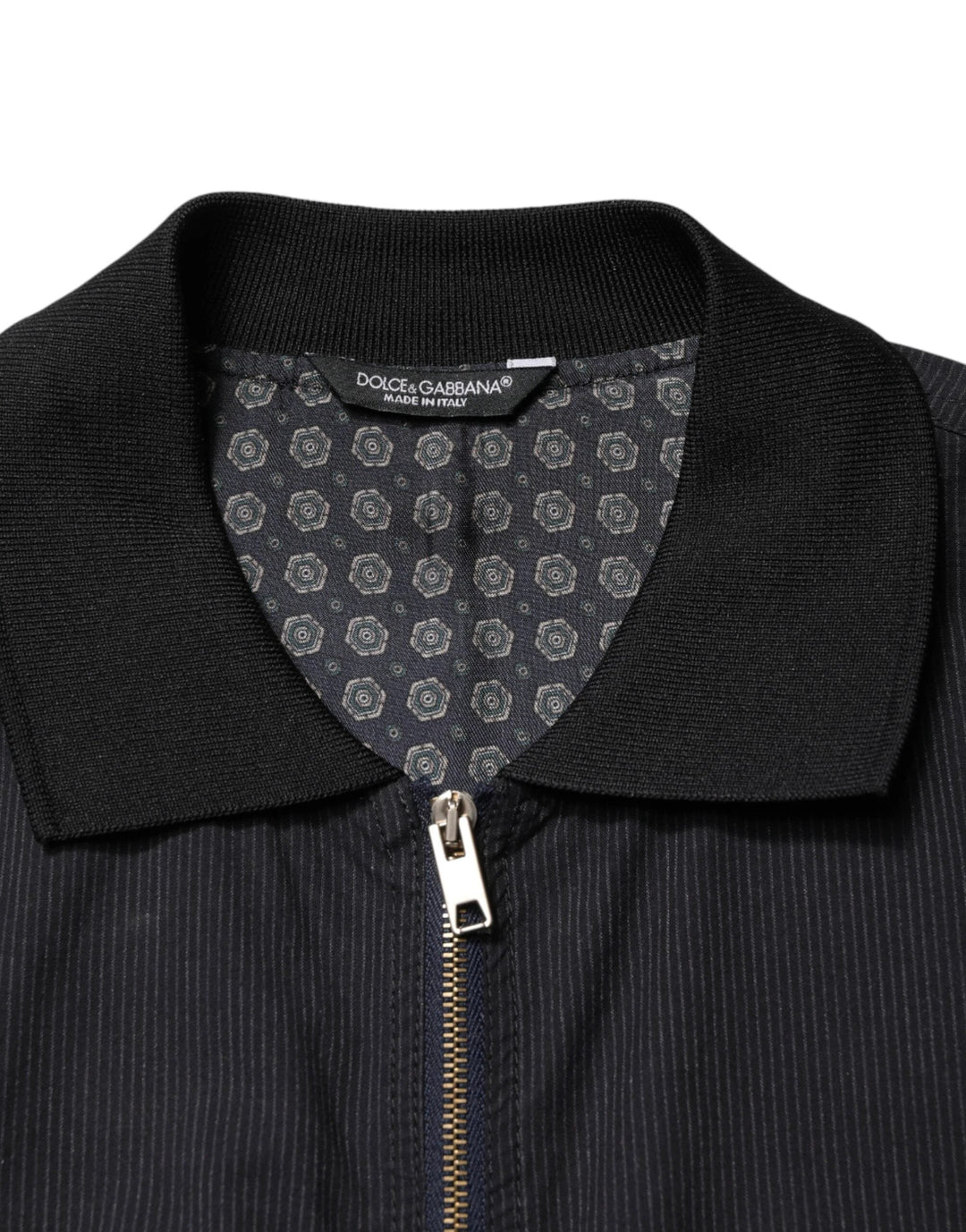Dolce &amp; Gabbana Sample Sale Dolce &amp; Gabbana Dark Blue Cotton Full Zip Bomber Men Jacket - | Designer outlet