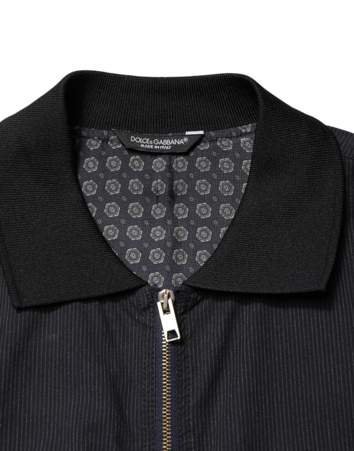 Dolce &amp; Gabbana Sample Sale Dolce &amp; Gabbana Dark Blue Cotton Full Zip Bomber Men Jacket - | Designer outlet