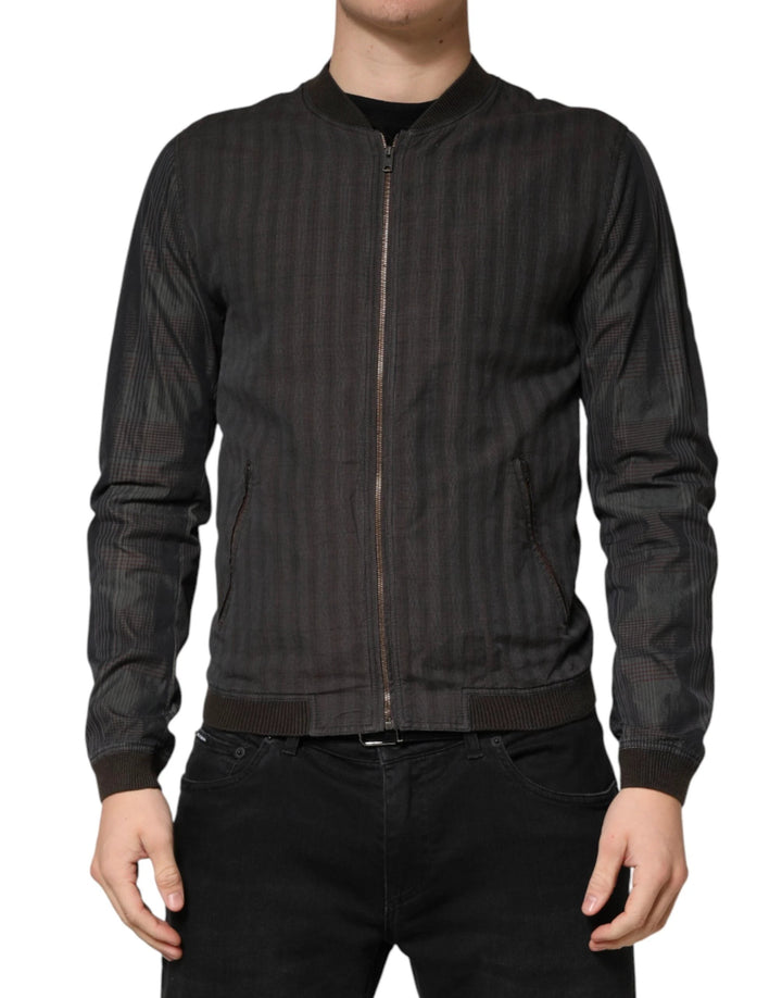 Dolce &amp; Gabbana Sample Sale Dolce &amp; Gabbana Black Stripes Cotton Full Zip Bomber Jacket - | Designer outlet