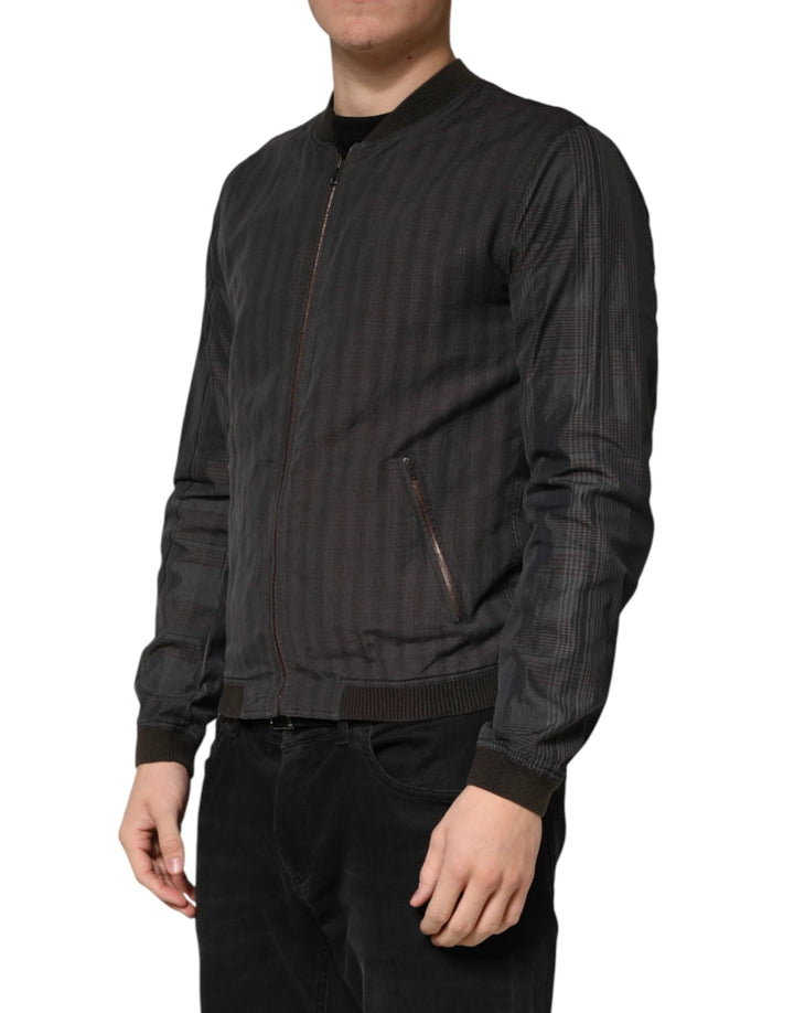 Dolce &amp; Gabbana Sample Sale Dolce &amp; Gabbana Black Stripes Cotton Full Zip Bomber Jacket - | Designer outlet