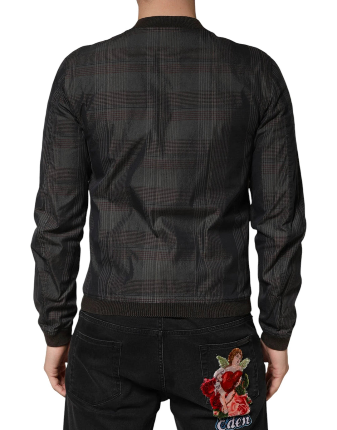 Dolce &amp; Gabbana Sample Sale Dolce &amp; Gabbana Black Stripes Cotton Full Zip Bomber Jacket - | Designer outlet
