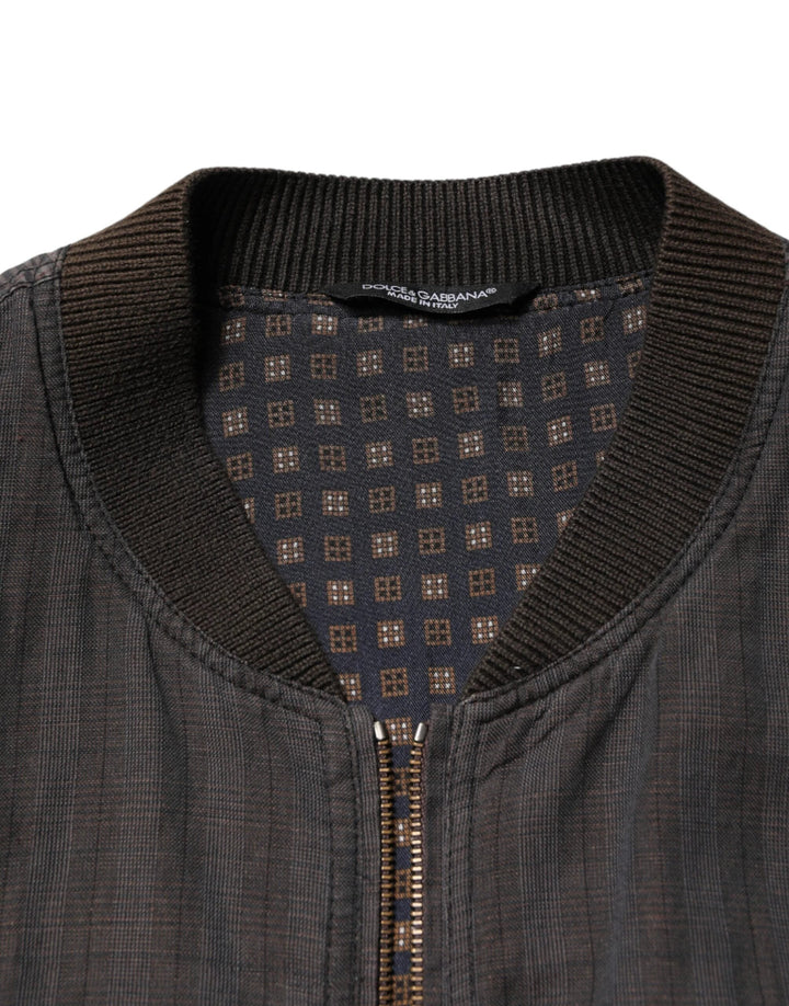Dolce &amp; Gabbana Sample Sale Dolce &amp; Gabbana Black Stripes Cotton Full Zip Bomber Jacket - | Designer outlet