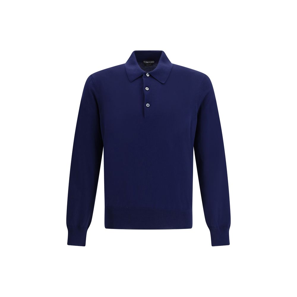 Tom Ford Blue Cotton Polo Shirt by Tom Ford outlet now on sale