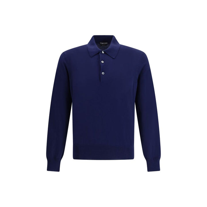 Tom Ford Blue Cotton Polo Shirt by Tom Ford outlet now on sale