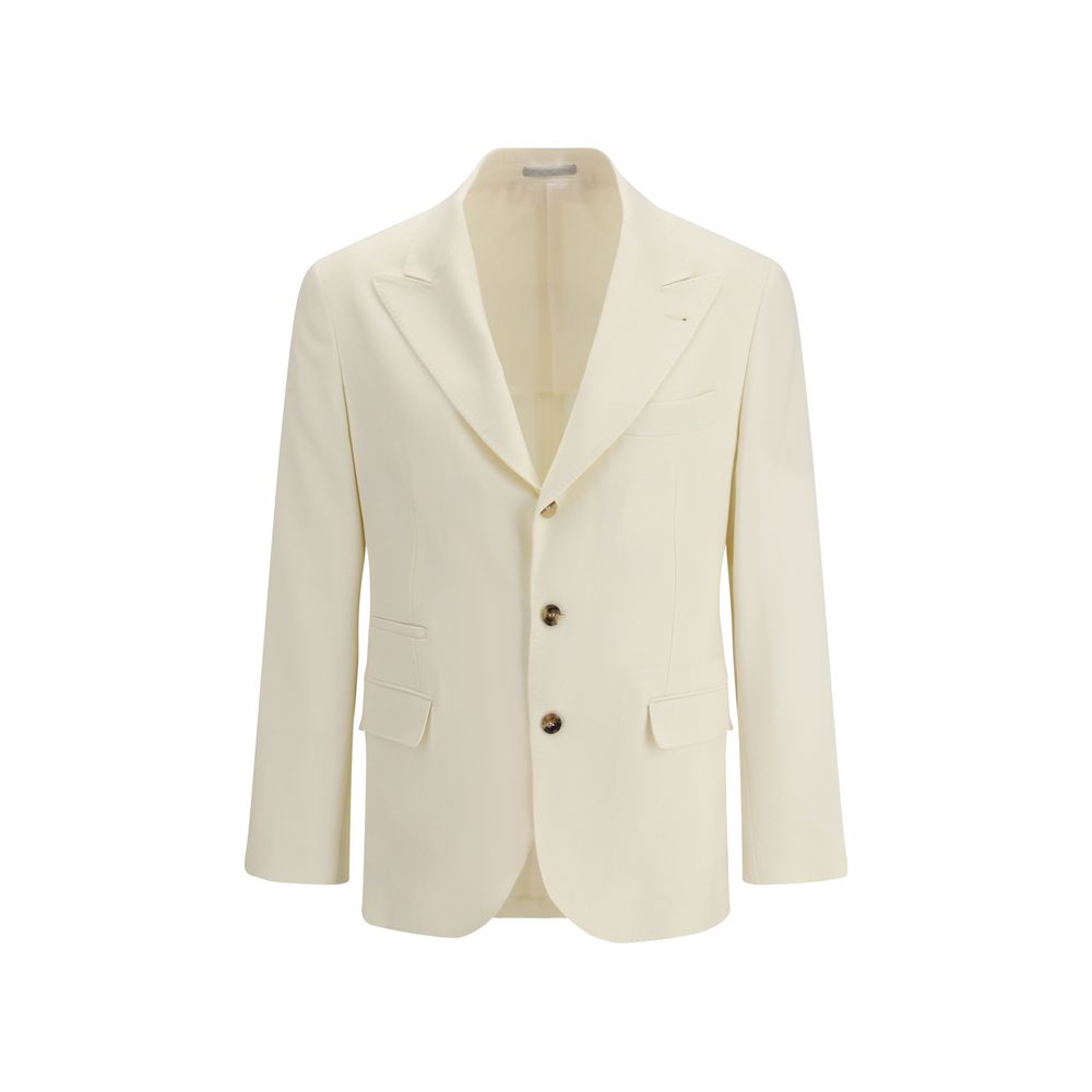Brunello Cucinelli Cream Wool Blazer by Brunello Cucinelli outlet now on sale