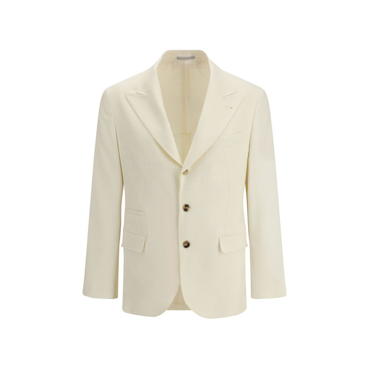 Brunello Cucinelli Cream Wool Blazer by Brunello Cucinelli outlet now on sale