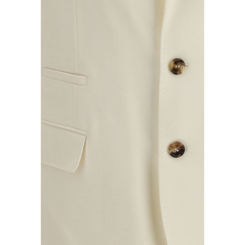 Brunello Cucinelli Cream Wool Blazer by Brunello Cucinelli outlet now on sale