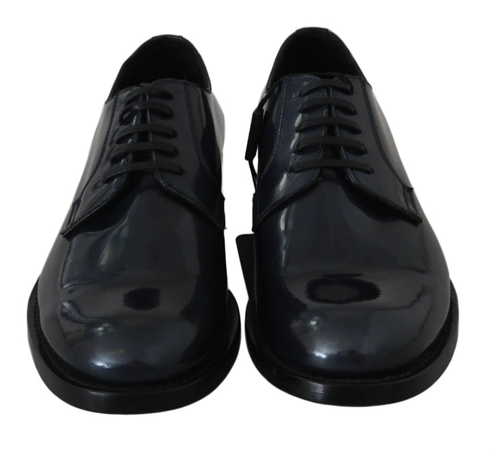 Dolce &amp; Gabbana Blue Leather Derby Dress Formal Shoes by Dolce &amp; Gabbana outlet now on sale