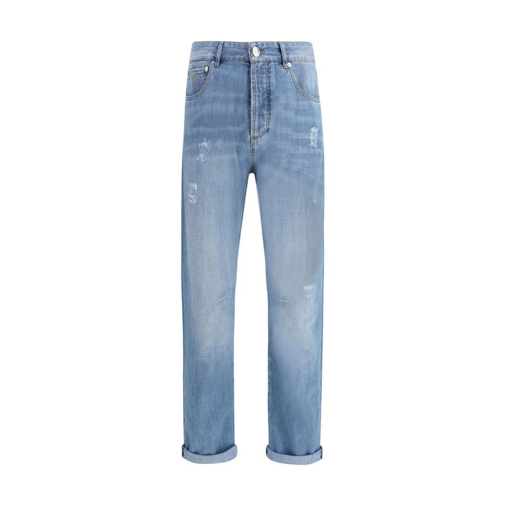 Brunello Cucinelli Light Blue Cotton Relaxed Fit Jeans by Brunello Cucinelli outlet now on sale