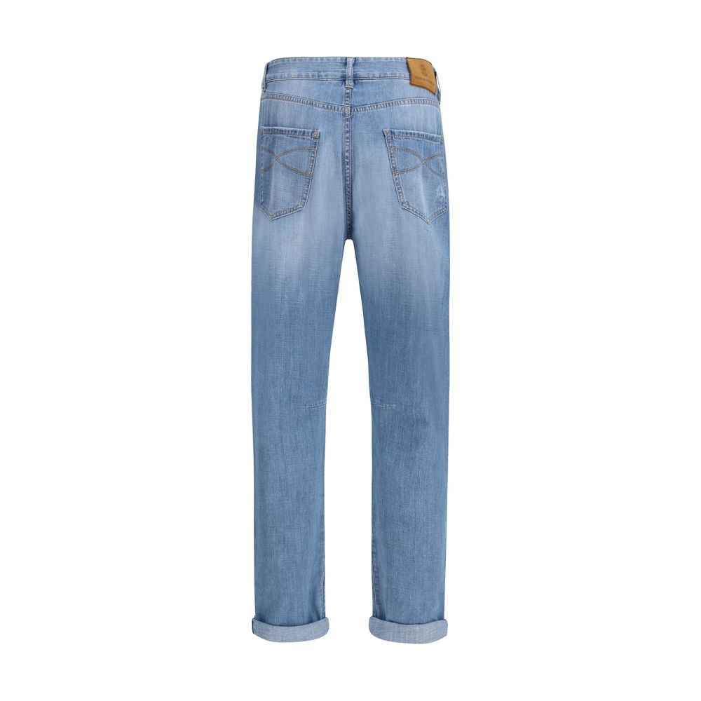 Brunello Cucinelli Light Blue Cotton Relaxed Fit Jeans by Brunello Cucinelli outlet now on sale
