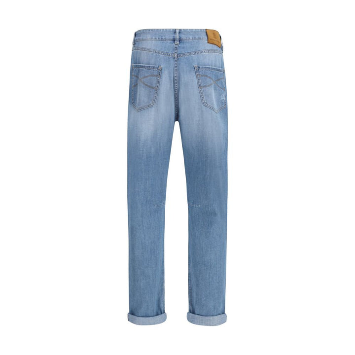 Brunello Cucinelli Light Blue Cotton Relaxed Fit Jeans by Brunello Cucinelli outlet now on sale