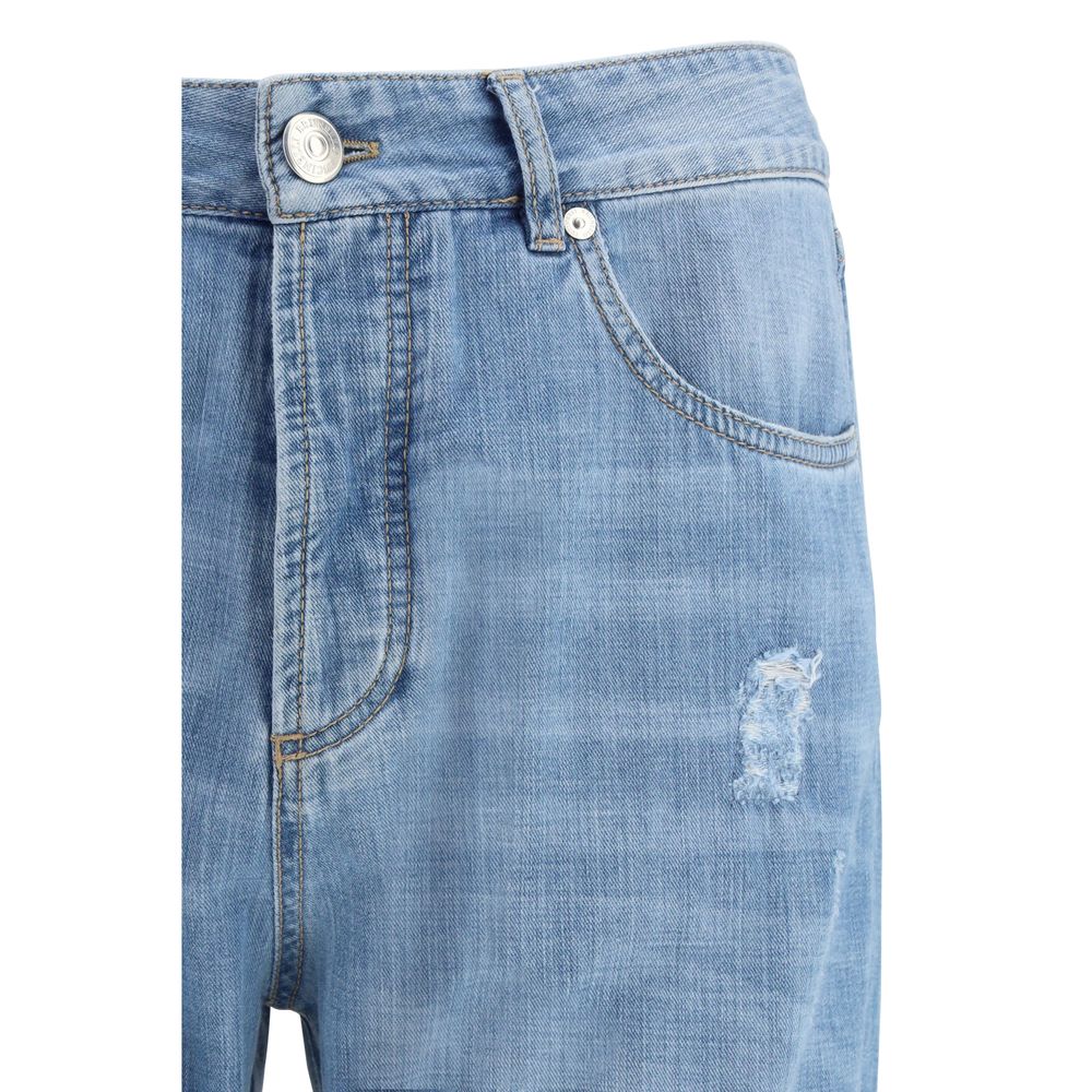 Brunello Cucinelli Light Blue Cotton Relaxed Fit Jeans by Brunello Cucinelli outlet now on sale