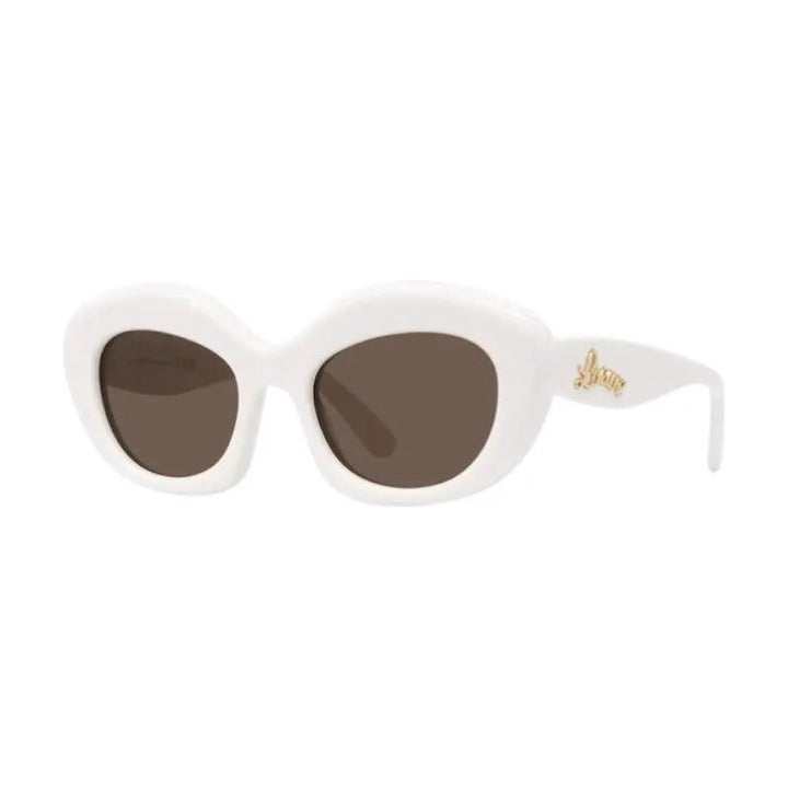 Loewe Sunglasses Cat Eye Full Rim, Ivory Frame And Brown Lens Lw40153I25E