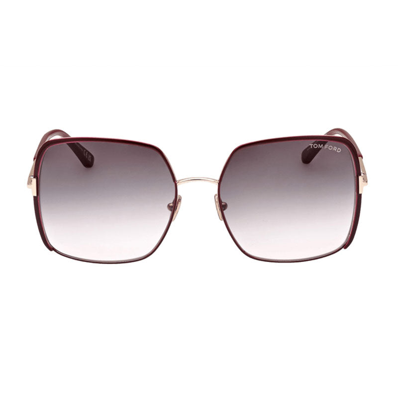 Tom Ford Square Full Rim, with a Shiny Bordeaux frame and Gradient Blue lens.