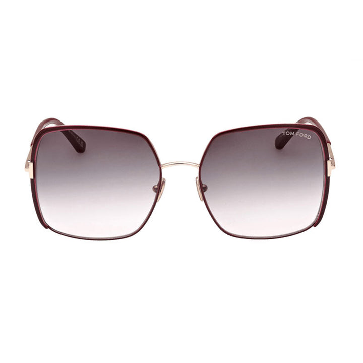Tom Ford Square Full Rim, with a Shiny Bordeaux frame and Gradient Blue lens.