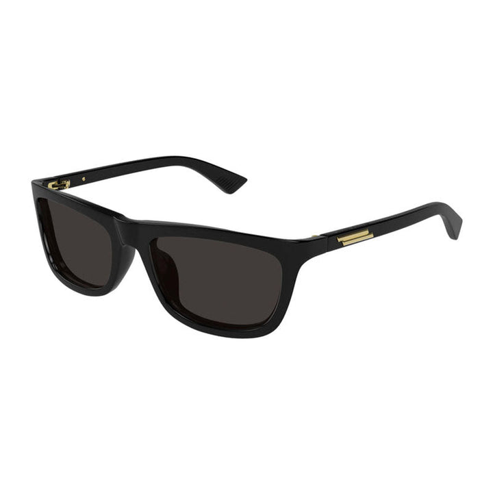 Bottega Veneta Sunglasses Rectangle Full Rim, Shiny Black Frame and Grey Lens BV1328SA001