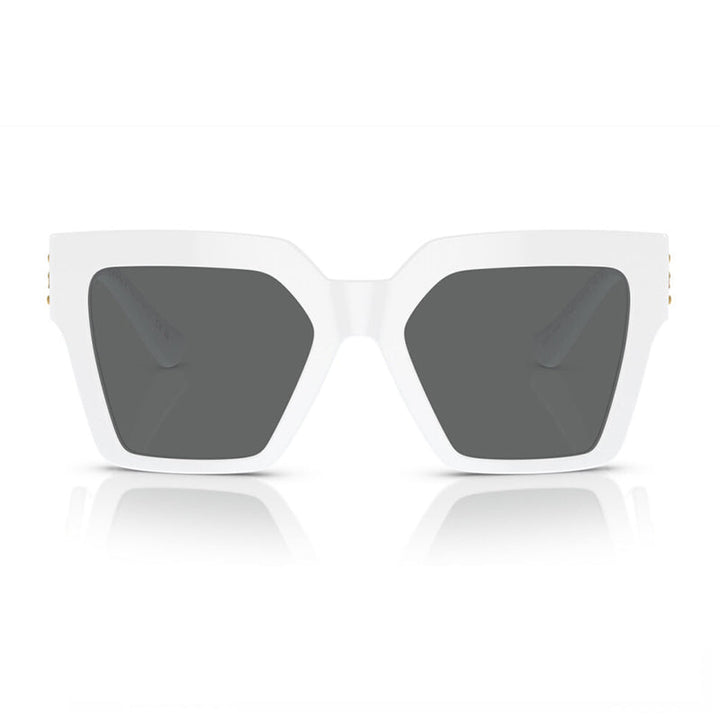 Versace Butterfly Full Rim, with a White frame and Dark Grey lens.