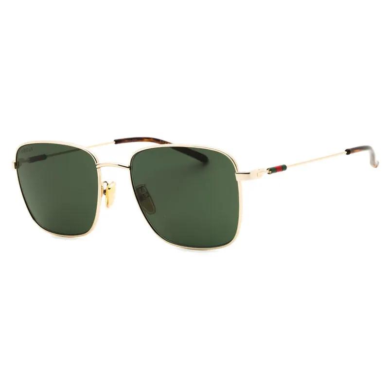 Gucci Sunglasses Square Full Rim, Gold Frame And Green Lens