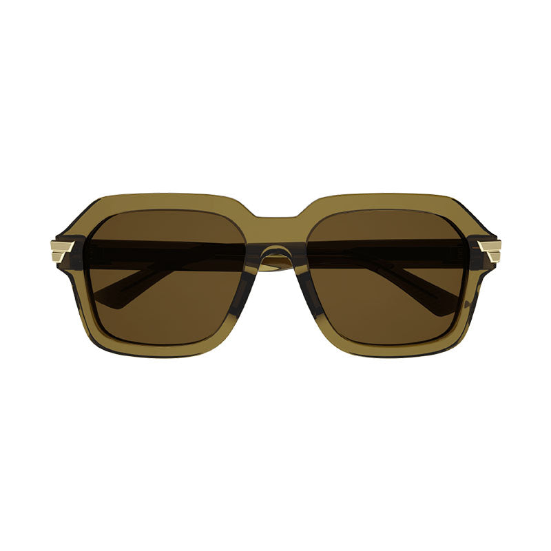 Bottega Veneta Sunglasses Square Full Rim, Transparent Green Frame and Brown Lens BV1123S004