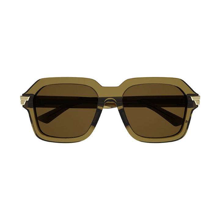 Bottega Veneta Sunglasses Square Full Rim, Transparent Green Frame and Brown Lens BV1123S004